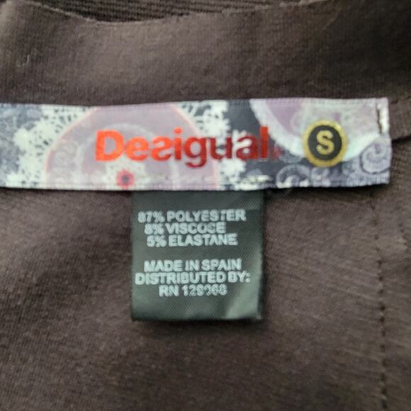 Desigual bodycon dress brown lace print size Small - Picture 4 of 8